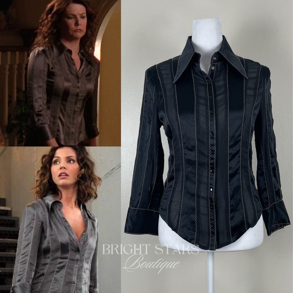 Extremely Rare Vintage Silk Shirt ALT Black ASO Cordelia Chase Lorelai Gilmore